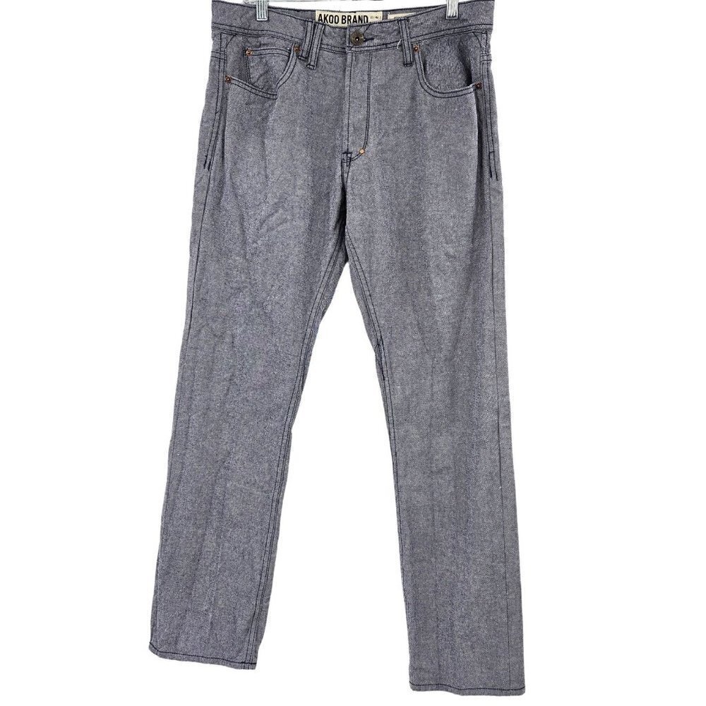Akoo Brand Straight Leg Jeans Blue Men’s 36 Mid Rise Cotton Denim Pockets